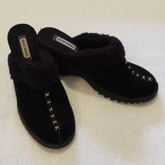Skechers Shoes - Skechers Black Suade slip on Mules Size 6